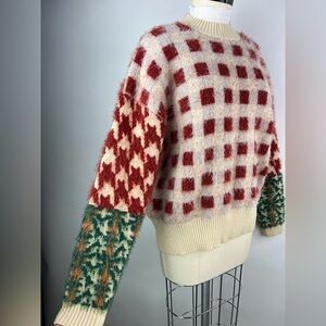 💚 2927. Fuzzy Check Houndstooth Sweatshirt